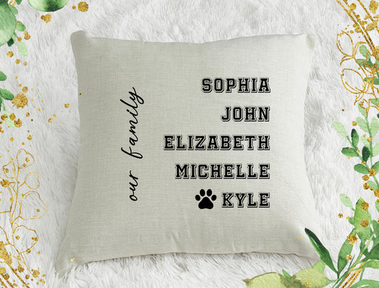 Personalized Family Name Throw Pillow Case | initial family name | Customize Names Design #10