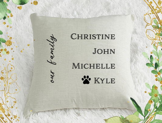 Family Name Personalized Throw Pillow Cover | Personalized Name Throw Pillow Case | Customize with Family names Pillowcase | Design #5