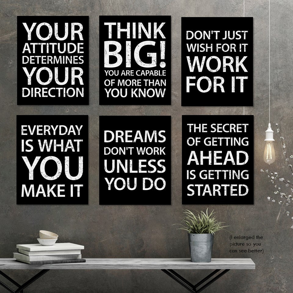Inspirational Wall Art Décor Motivational & Positive Quotes- Set of 6 (8 x 10 Not Framed | Set #001